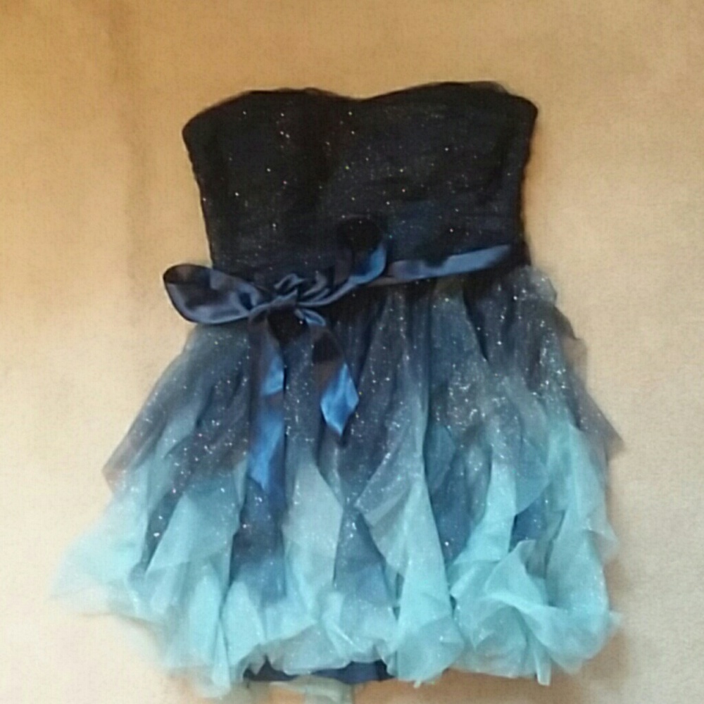 Sparkly Blue Ombre Prom Dress